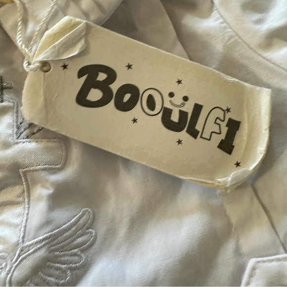 White Textured Baptism Jumpsuit with Short Sleeves - Picture 5 of 5